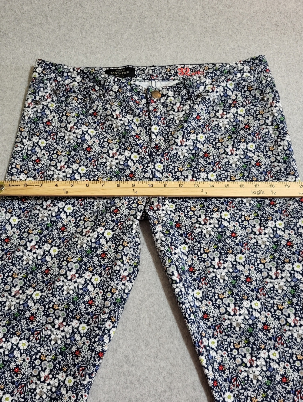 J. Crew Floral Ankle Jeans - Black, White & Red - Picture 11 of 15